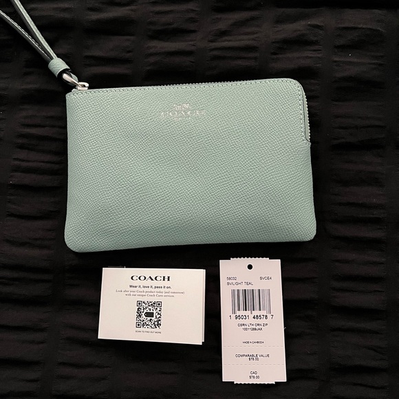 Coach Light Blue Wristlet - Picture 1 of 4